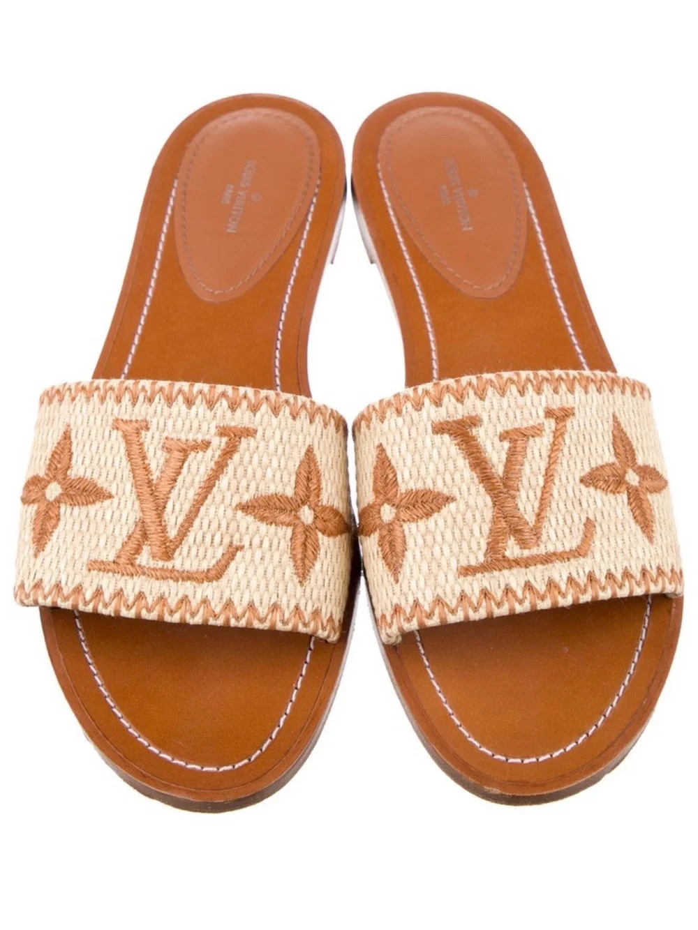Louis Vuitton Lock It Flat Mule in Monogram Raffia